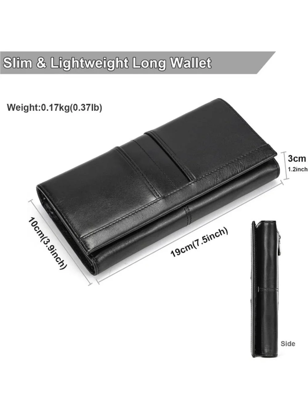 Men's Genuine Leather Bifold Wallet - Large Capacity, Zipper Coin Pocket, Card